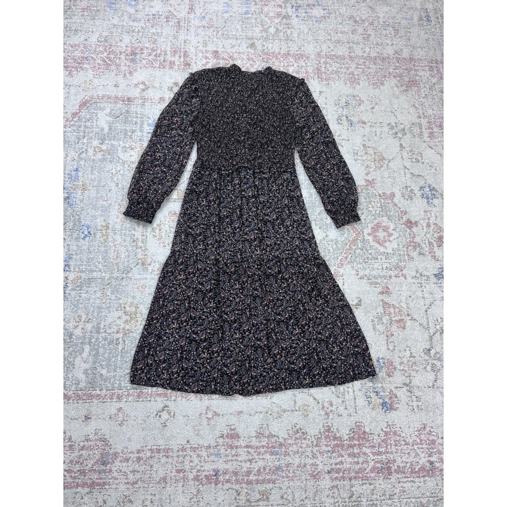 Smocked Ditsy Floral Paper Crane Boho Cottagecore Milkmaid Dress Size Small